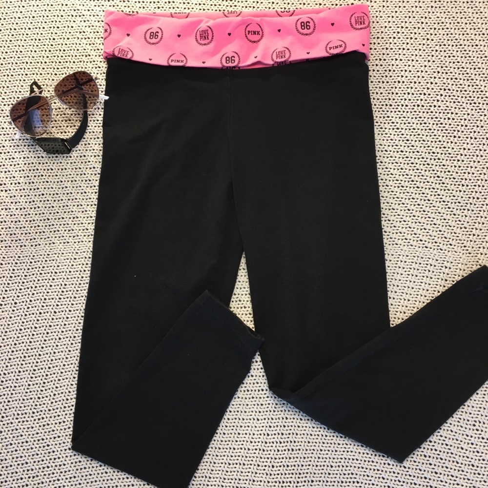 Pink Yoga Pants Victoria Secret Black